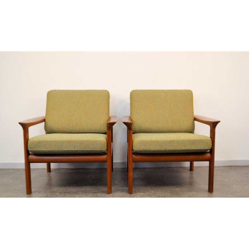 Pair of Scandinavian Komfort lounge chairs in teak, Sven ELLEKAER - 1960s