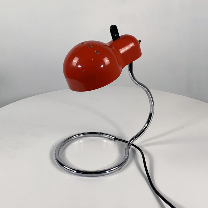 Vintage Red Topo Desk Lamp by Joe Colombo for Stilnovo 1970s