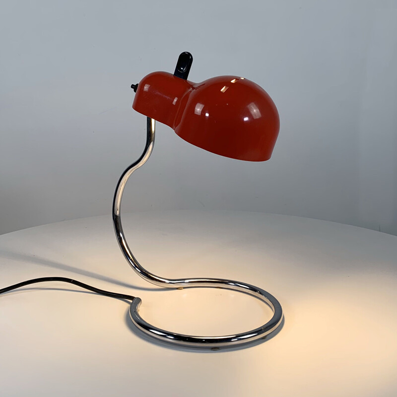 Vintage Red Topo Desk Lamp by Joe Colombo for Stilnovo 1970s