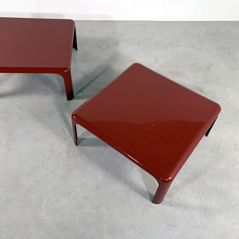 Vintage Burgundy Demetrio Coffee Table by Vico Magistretti for Artemide 1970s