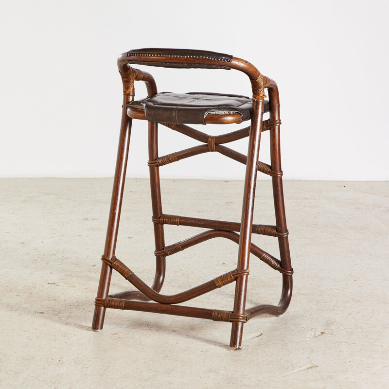 Tabouret de bar vintage en bambou