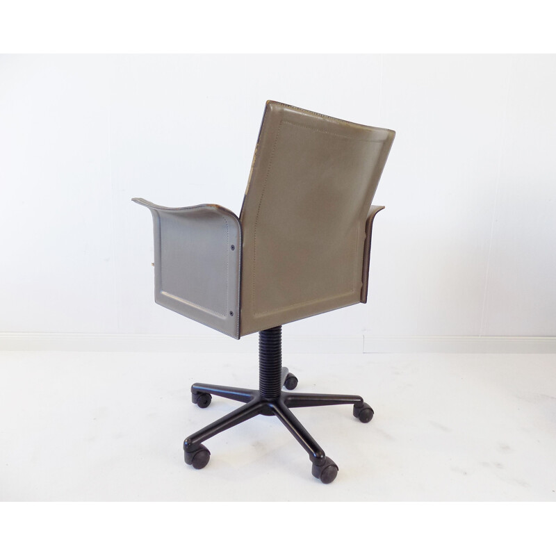 Cadeira de escritório em couro Vintage Matteo Grassi Korium por Tito Agnoli 1980