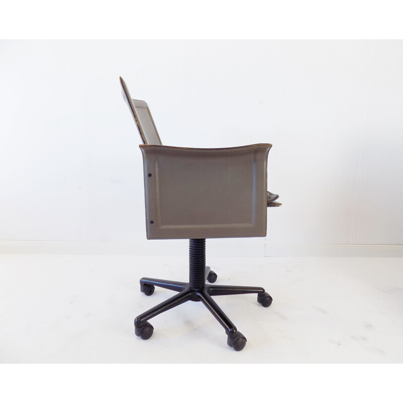 Vintage Matteo Grassi Korium leather office chair by Tito Agnoli 1980s