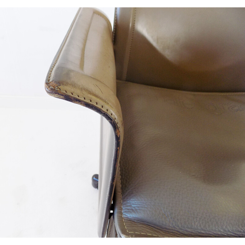 Vintage Matteo Grassi Korium leather office chair by Tito Agnoli 1980s
