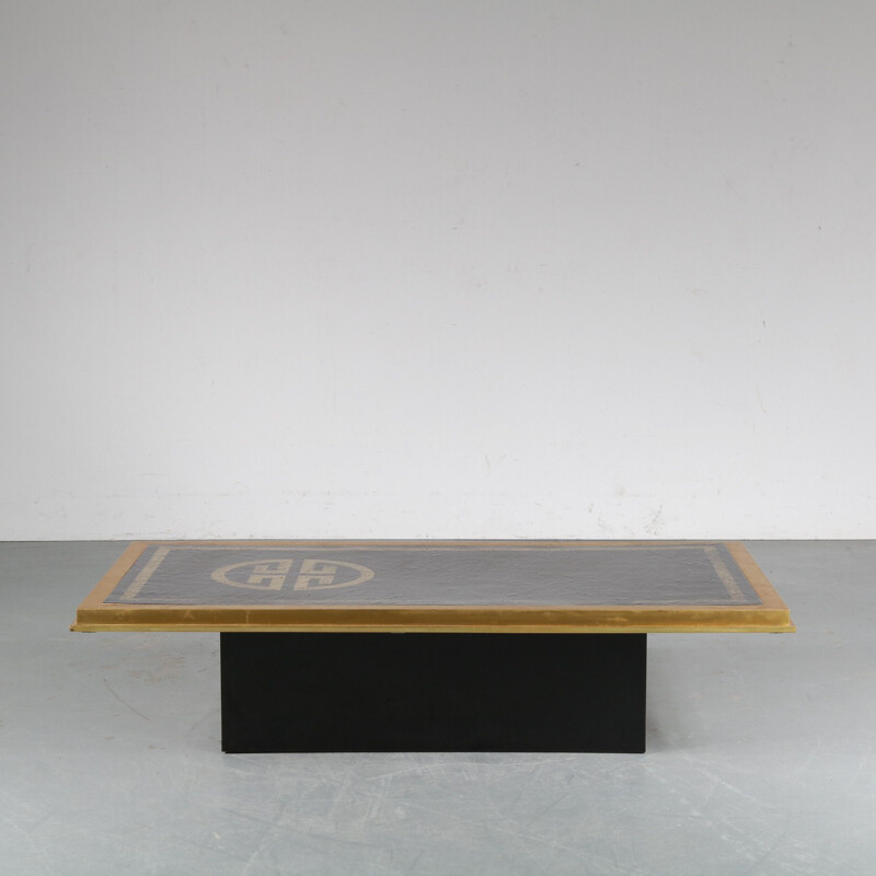 Vintage black lacquered wood coffee table by Denisco, Italy 1970