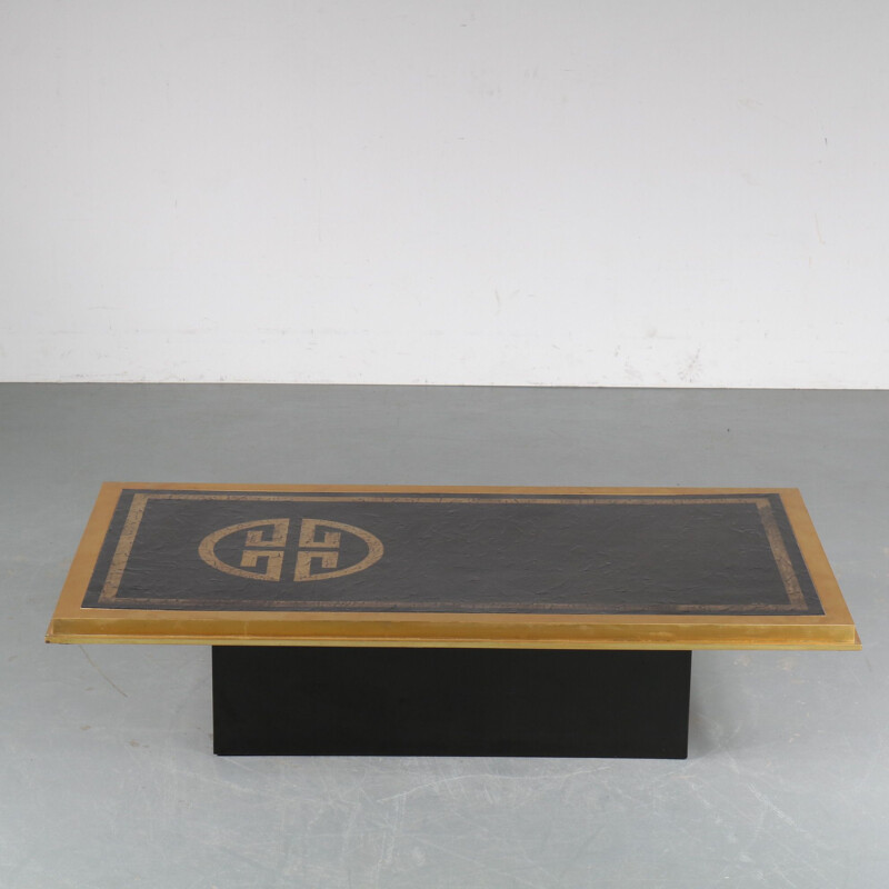 Vintage black lacquered wood coffee table by Denisco, Italy 1970