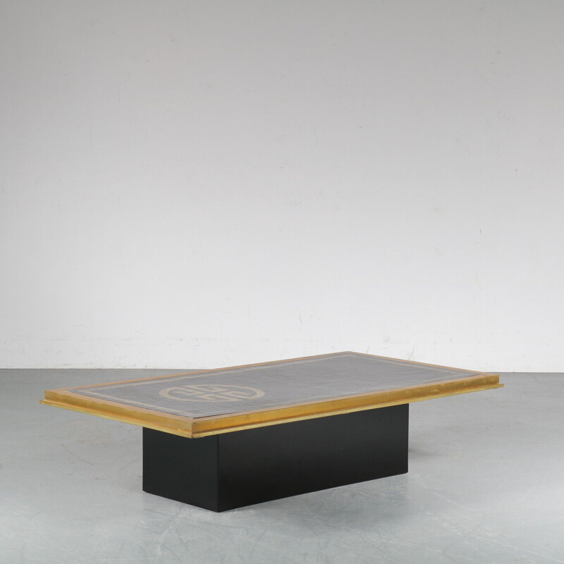 Vintage black lacquered wood coffee table by Denisco, Italy 1970