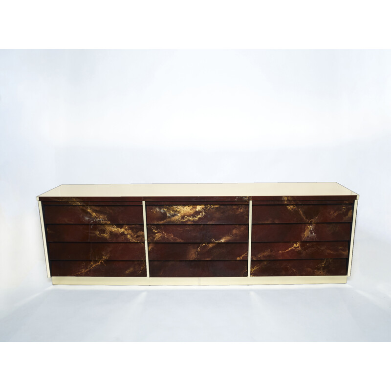 Vintage brass lacquered sideboard by Jansen 1970s