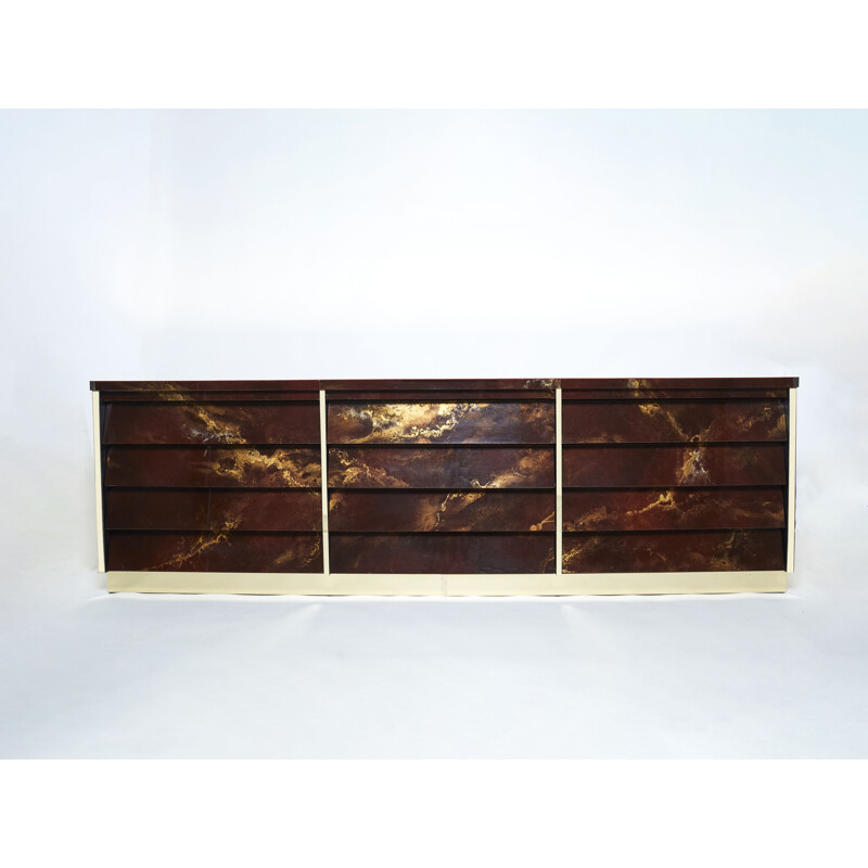 Vintage brass lacquered sideboard by Jansen 1970s