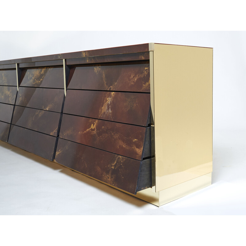 Vintage brass lacquered sideboard by Jansen 1970s