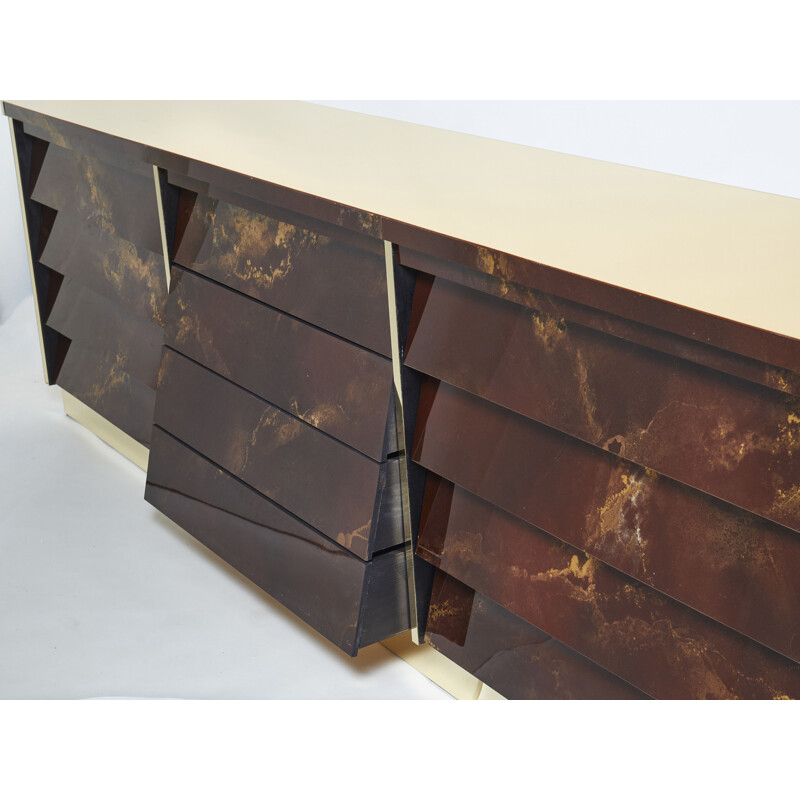 Vintage brass lacquered sideboard by Jansen 1970s