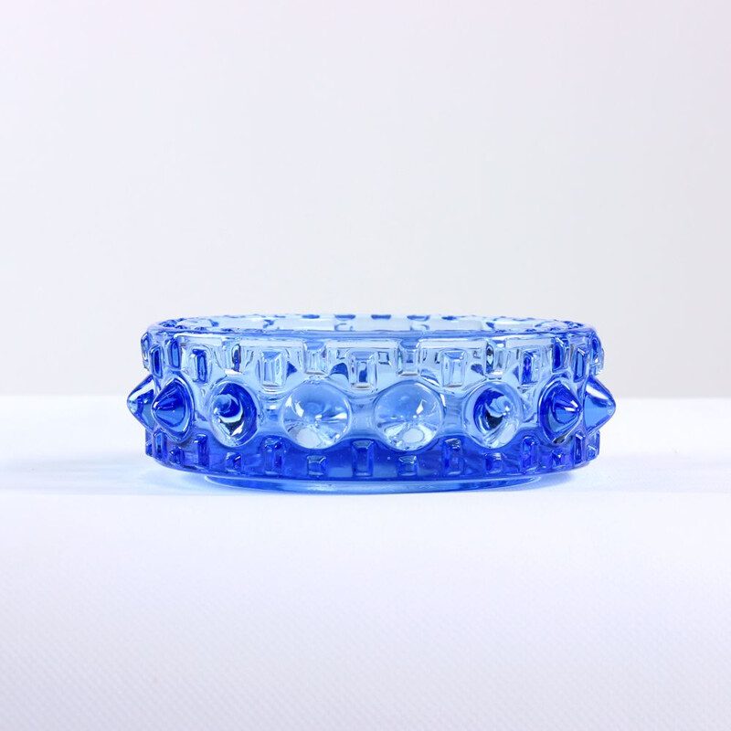 Vintage Bowl In Blue Glass By Frantisek Pečený, Czechoslovakia 1960s