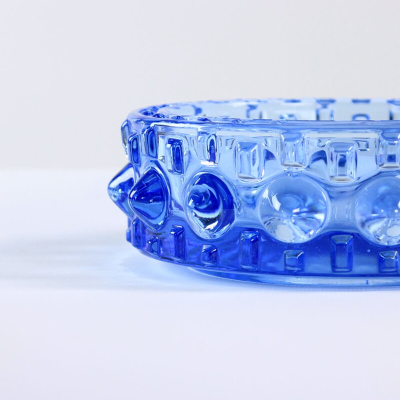 Vintage Bowl In Blue Glass By Frantisek Pečený, Czechoslovakia 1960s