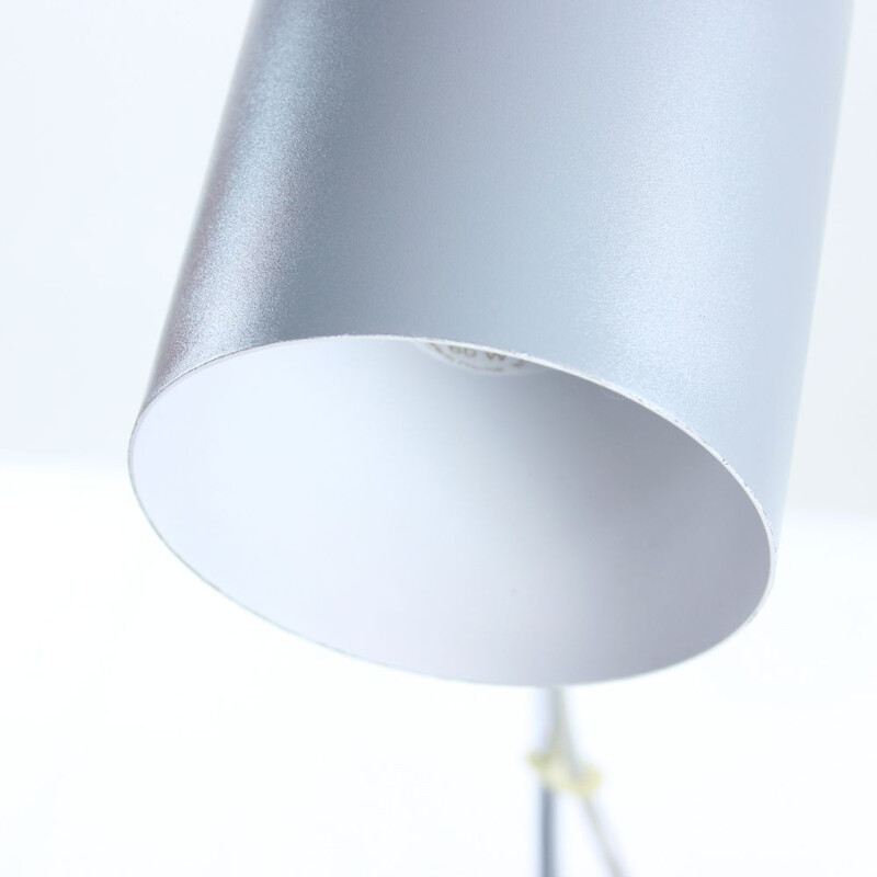 Lampe de table vintage en métal chromé et gris par Josef Hurka pour Napako 1960