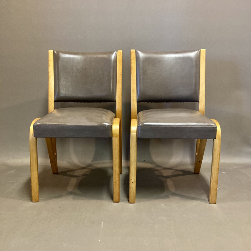 Lot de 4 chaises vintage en hêtre de Paul Bode 1950
