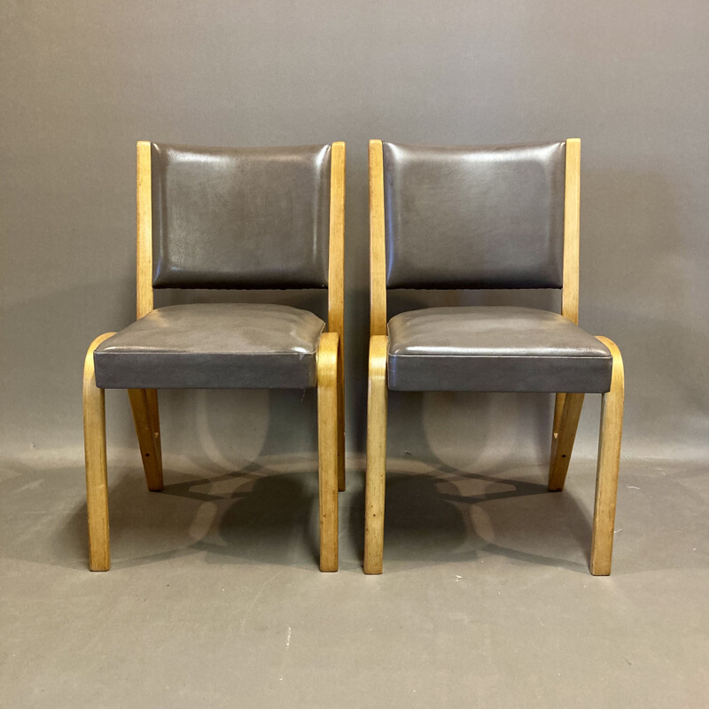 Set of 4 vintage beechwood chairs by Paul Bode 1950s