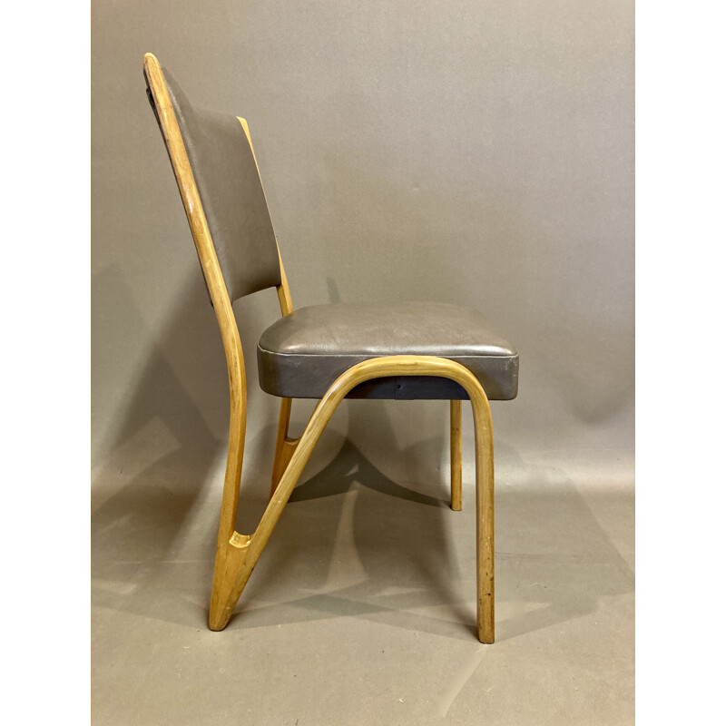 Set of 4 vintage beechwood chairs by Paul Bode 1950s