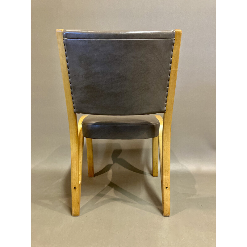Lot de 4 chaises vintage en hêtre de Paul Bode 1950