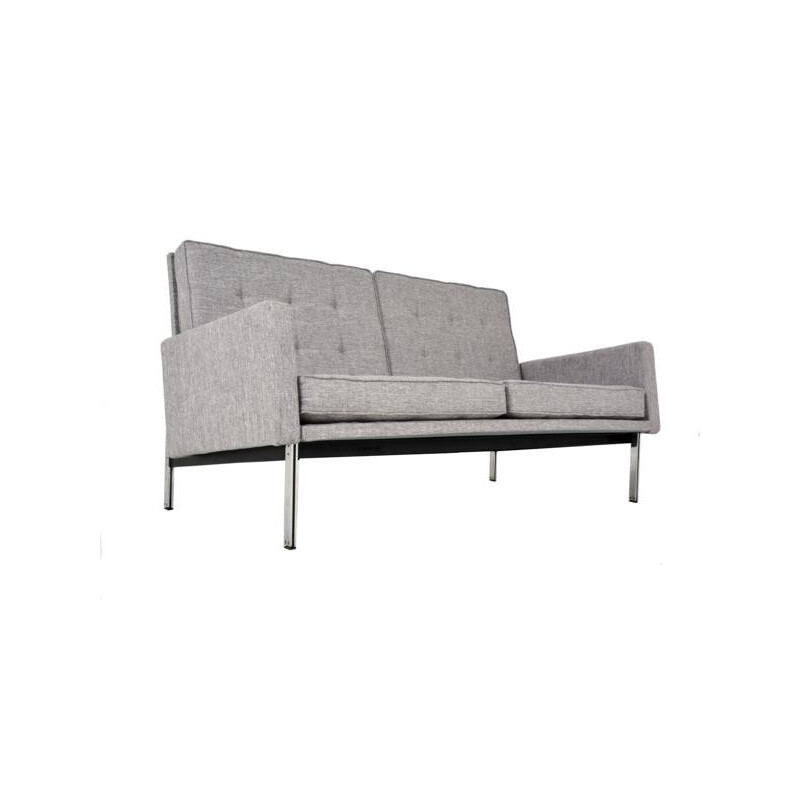 Sofa in metal and grey fabric, Florence KNOLL - 1960s