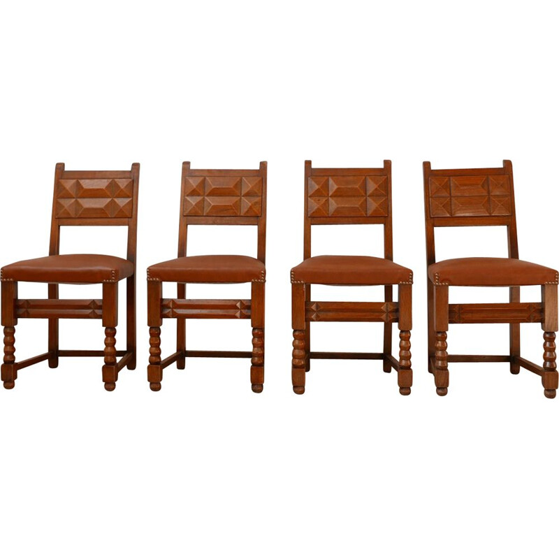 Set van 4 vintage Charles Dudouyt stoelen, Frans 1940