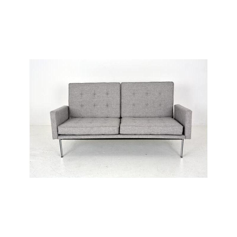 Sofa in metal and grey fabric, Florence KNOLL - 1960s