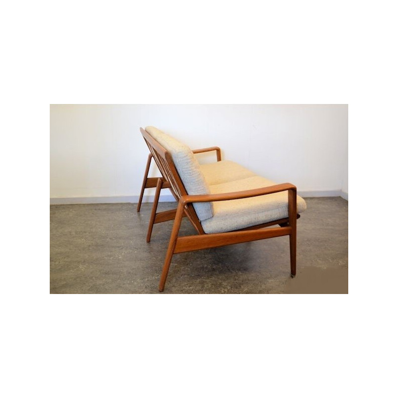 Canapé 2 places Comfort Mobel en teck et tissu beige, Arne Wahl IVERSEN - 1960