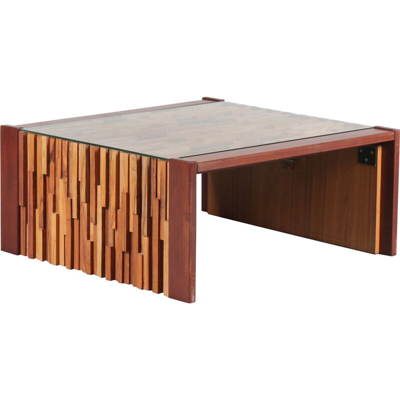 Vintage tropical hardwood coffee table by Percival Lafer, Brazil 1960
