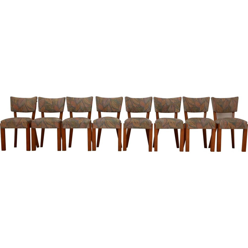 Set of 8 vintage Art Deco Dining Chairs to Charles Dudouyt, French 1940s
