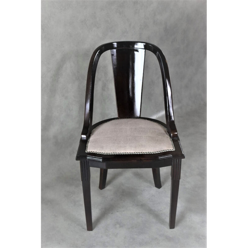 Set of 6 vintage Art Deco "Gondola" Dining Chairs, French 1930s