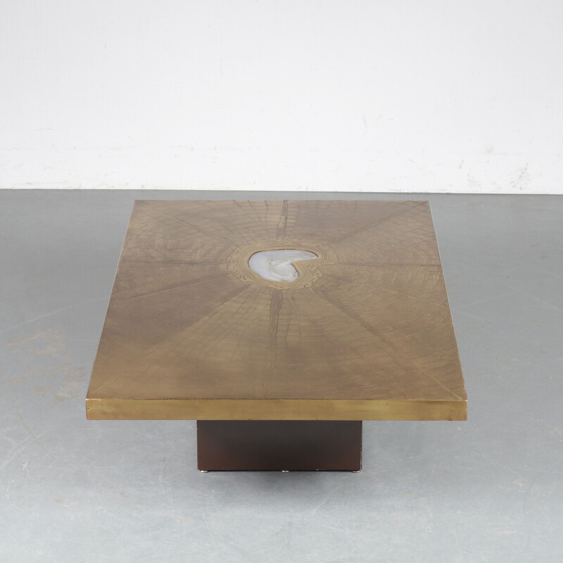 Vintage brass coffee table by Paco Rabanne for Lova Creation, Belgium 1970