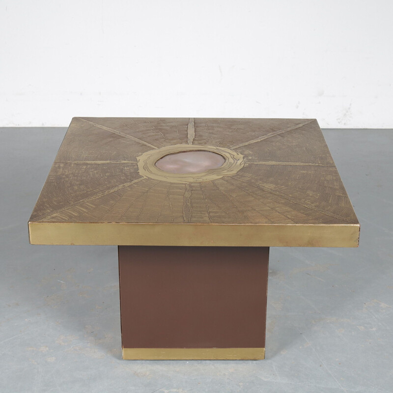 Table basse vintage carrée par Paco Rabanne pour Lova Creation, Belgique 1970