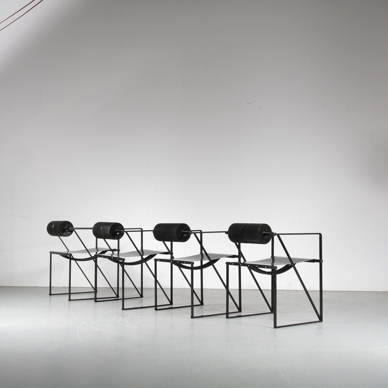 Set of vintage dining chairs "Seconda" by Mario Botta for Alias, Italy 1980s
