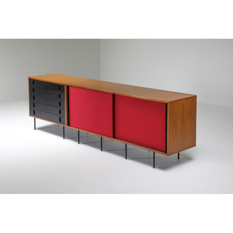 Vintage Black and Red Sideboard by Franco Campo and Carlo Graffi, Italy 1950s