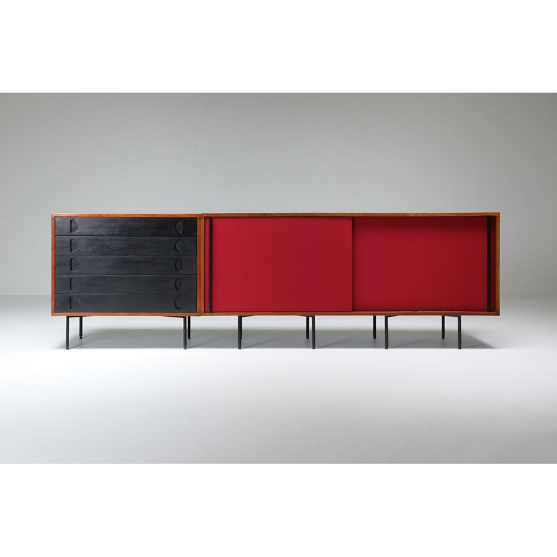 Vintage Black and Red Sideboard by Franco Campo and Carlo Graffi, Italy 1950s