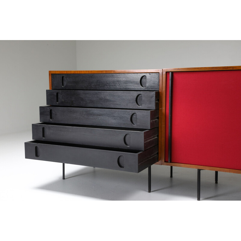 Vintage Black and Red Sideboard by Franco Campo and Carlo Graffi, Italy 1950s