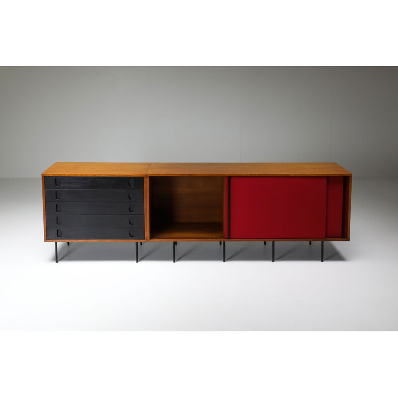 Vintage Black and Red Sideboard by Franco Campo and Carlo Graffi, Italy 1950s