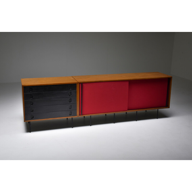Vintage Black and Red Sideboard by Franco Campo and Carlo Graffi, Italy 1950s