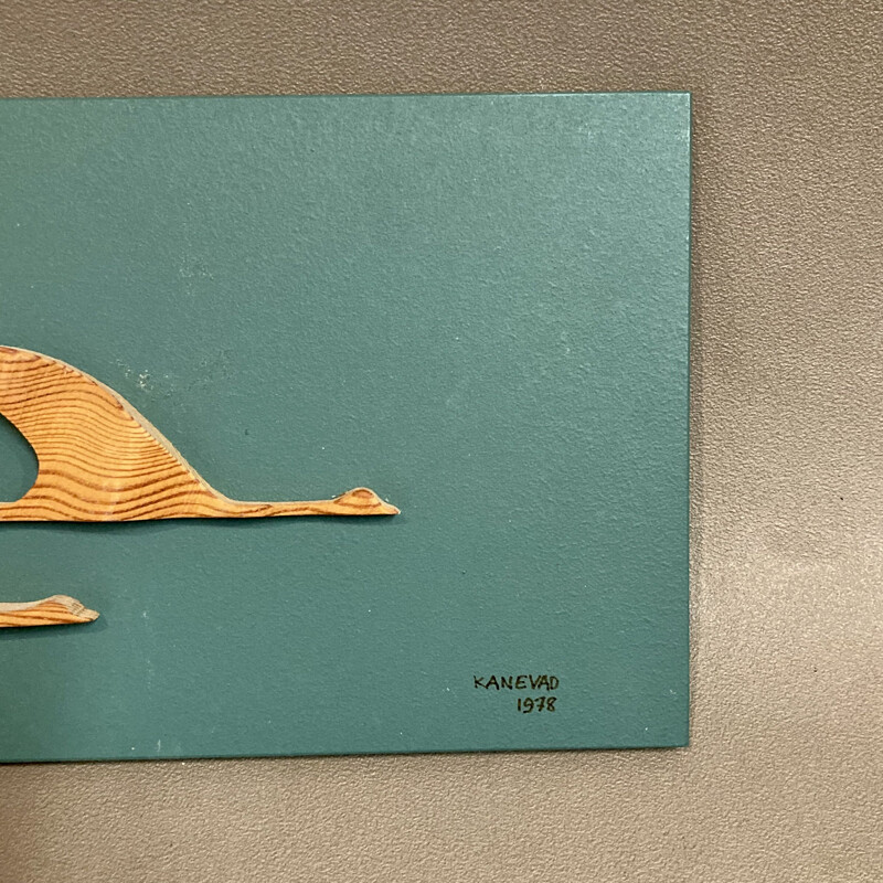 Tableau vintage petit oiseau de Gunnar Kanevad 1960