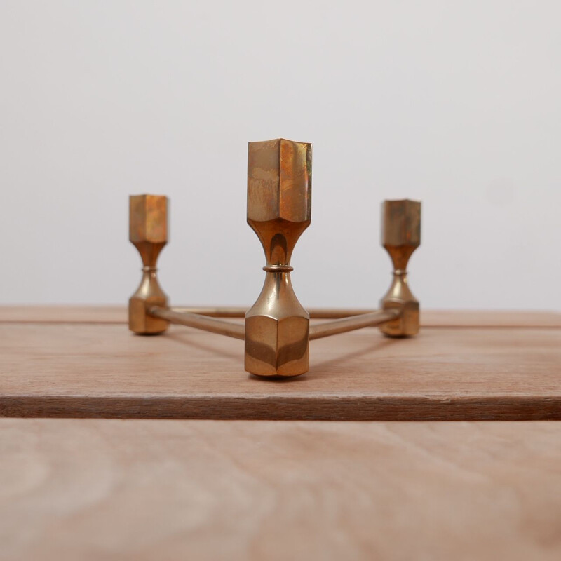 Vintage Solid Brass Candlestick by Gusum, Swedish