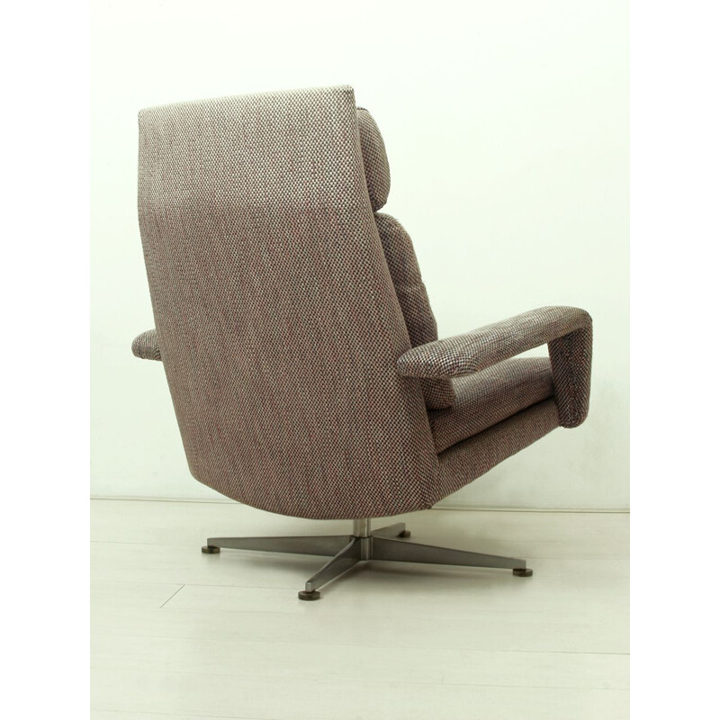 Vintage Chrome & Fabric Lounge Chair with Ottoman from Hans Kaufeld, German 1960s