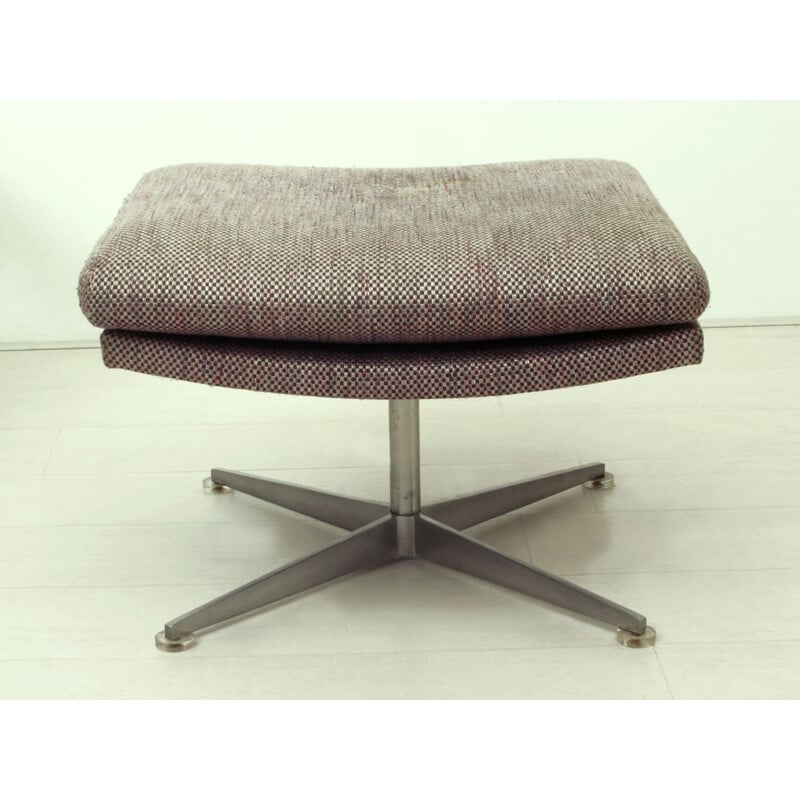 Vintage Chrome & Fabric Lounge Chair with Ottoman from Hans Kaufeld, German 1960s