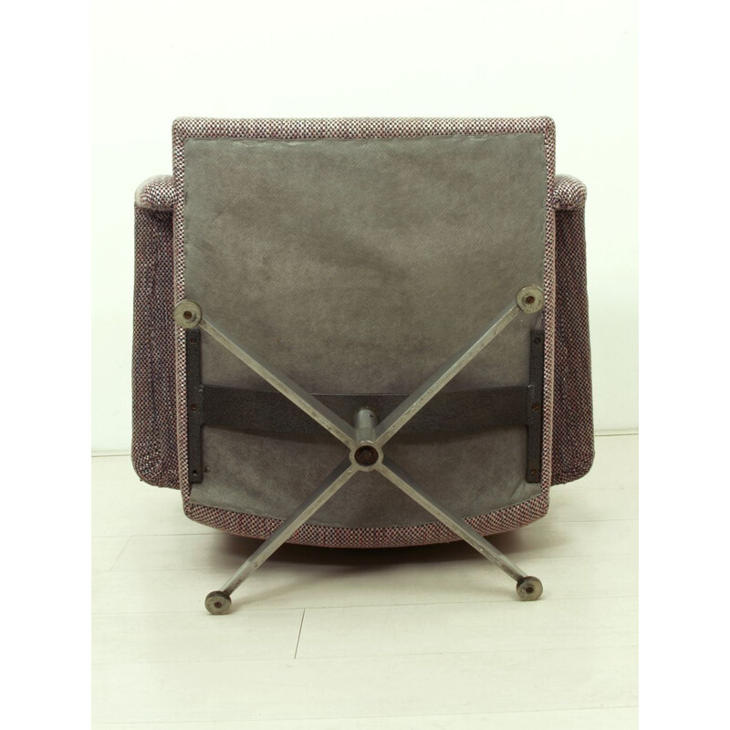 Vintage-Lounge-Sessel aus Chrom und Stoff mit Ottomane von Hans Kaufeld, Deutschland 1960