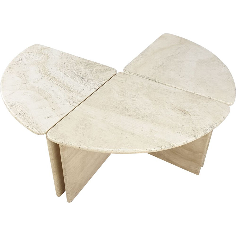 Vintage Travertine Coffee Table section 3, Italian 1980s