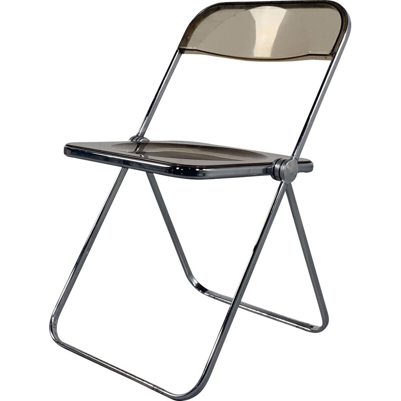 Vintage Smoke Plia folding chair by Giancarlo Piretti for Castelli 1960s