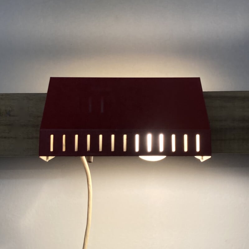 Vintage Red adjustable wall lamp, Scandinavian 1950s