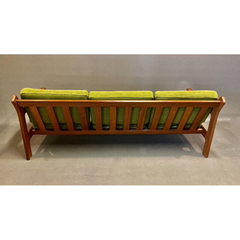 Vintage teak sofa 3 seater khaki, Scandinavian 1950s