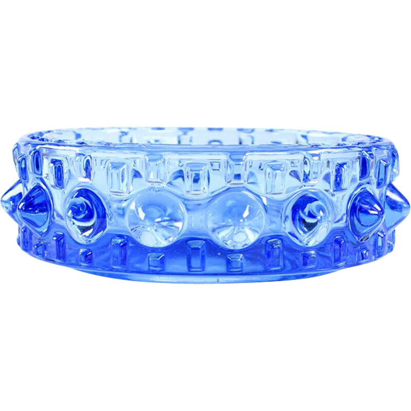 Vintage Bowl In Blue Glass By Frantisek Pečený, Czechoslovakia 1960s