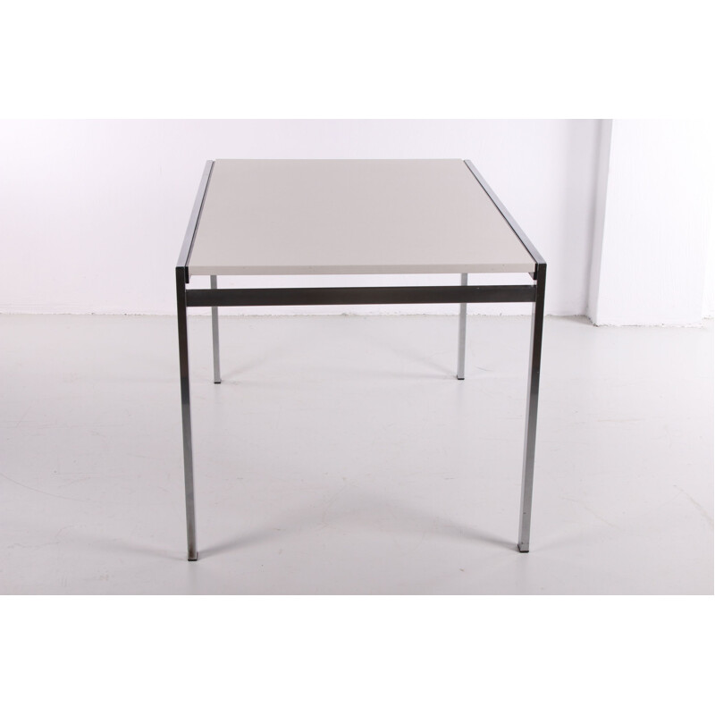 Vintage extendable white with chrome Dining table TU30 by Cees Braakman for Pastoe 1960s