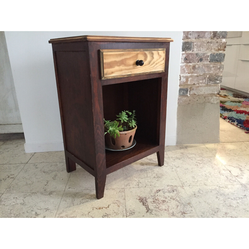 Small vintage bedside table with compass legs