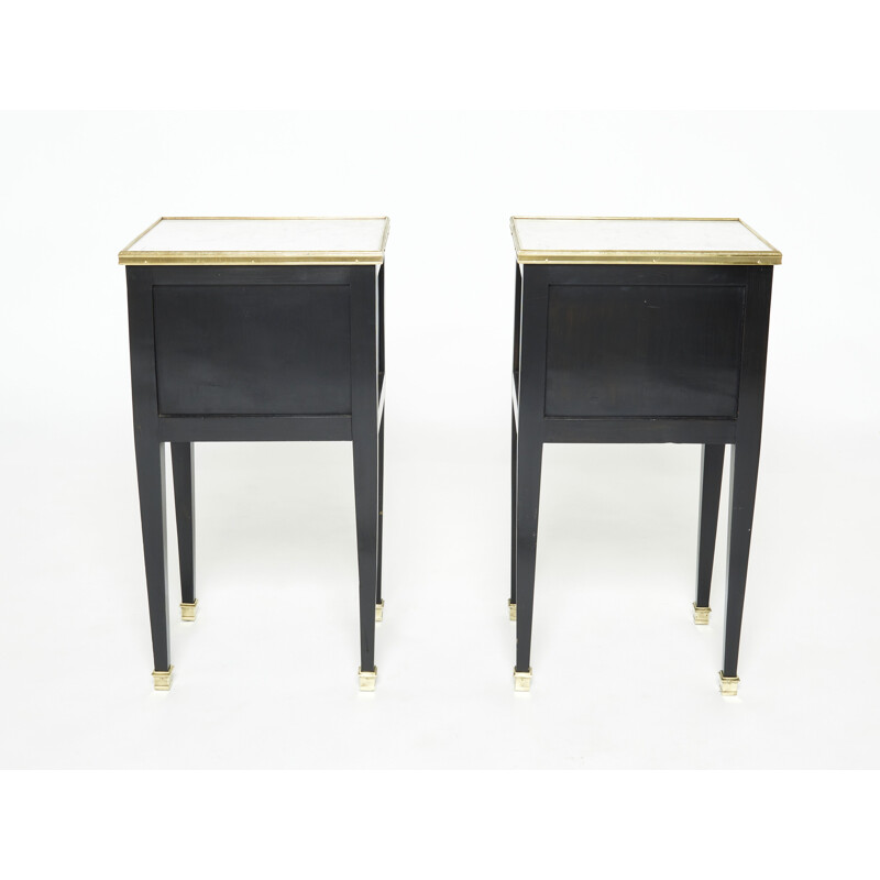 Pair of vintage brass and marble bedside tables by Jansen, 1950